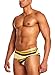 MIZOK Mens Swim Briefs Fashion Print Style Swimwear Sexy Swimsuits Bathing Suit Yellow L