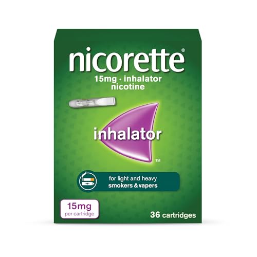 Nicorette 15mg Inhalator (36 Cartridges) Discreet & Convenient Nicotine Inhaler for Quitting Smoking with replaceable cartridges Quit Smoking Aid or Vaping Cessation Aid