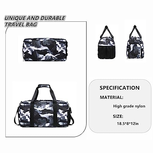 Lmwzh Travel Duffle Gym Sports Bag Dance Weekender Overnight Cheer Suitable For Kids Teen And Adults With Shoe Compartment Wet Pocket (Black)3
