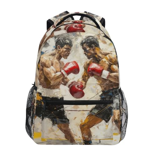 Bookbags Laptop Backpack for High School Adult Boxing 1 Travel College Teens Student Casual Shoulder Daypack
