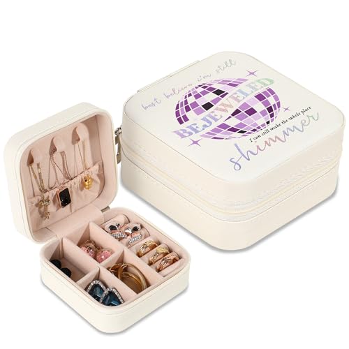 Jewelry Box Small Jewelry Case for Taylor Fans Taylor Gifts Merch Portable Jewelry Case with Purple Disco Ball for Bracelet Necklace Ring Earring Organizer Holder Storage Boxes