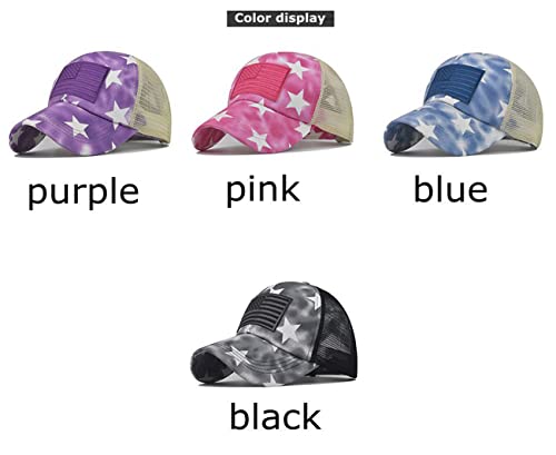 American Flag Star Baseball Hat For Women, Snap Back Adjustable Usa Flag Trucker Hats, Fashion Criss Cross Baseball Ponytail Caps #TOP6