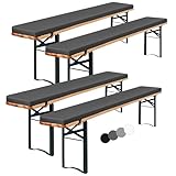 Showgeous 4er-Pack Bierbankauflage Gepolstert für Bierzeltgarnitur Bankauflage 220x25x2cm XL Waschbare Bierbankauflagen Gepolstert Auflage für Biertisch & Partyzeltgarnitur(Anthrazit,Wasserabweisend)