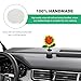 SHMZK Sunflower Car Dashboard Decorations, Crocheted Smiley Sun Flower Handmade Bouquet Bobblehead Car Decor, Knitted Daisy Shaking Sunflower Spring Desk Ornaments (Brown Sunflower)