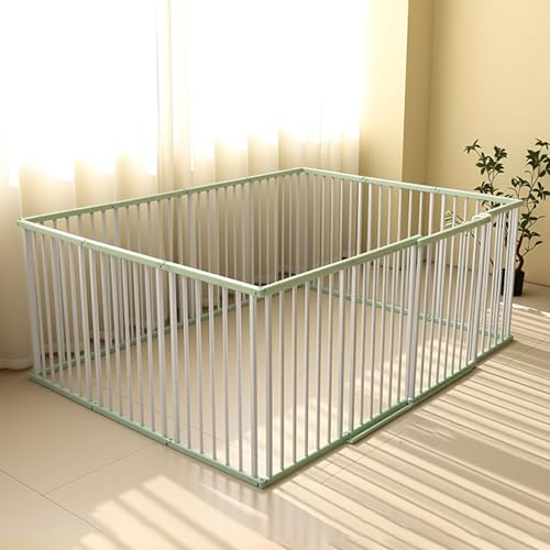 MLVFHN ペットサークル 犬 サークル フェンス 高さ増加 炭素鋼材質 引き戸 隙間が小さい 犬サークル 室内 ペット 柵 折りたたみ ゲージ バックルドアロック ペットゲージ 研磨仕上げ 犬用ゲージ お手入れ簡単(グリーン,130X174X67cm)