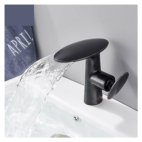Robinet de lavabo cascade noir mitigeur de rénovation avec plaque de base