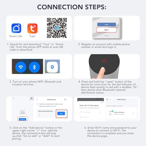 Life Basis Radon Detector for Home Basement, Smart Radon Monitor Fast Capture of Fluctuating Levels, Radon Tester Short & Long-Term Monitoring with Notifications - Connected Mobile App & WiFi - Image 4