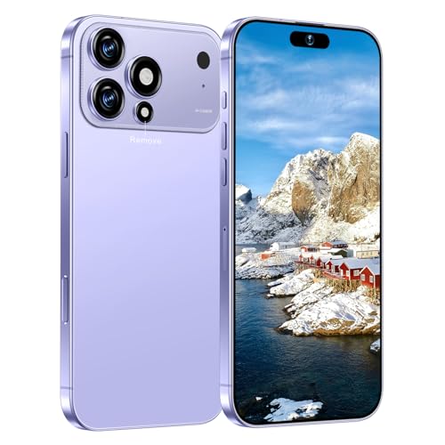Huness 17 PM 16+1TB Unlocked Cell Phone,6.9' HD Screen Unlocked Phones,Android 15 7000mAh Long Battery Life Smartphone,5G/Dual SIM/Fingerprint Button Unlock/Photos/Face ID (Purple, 16+1TB)