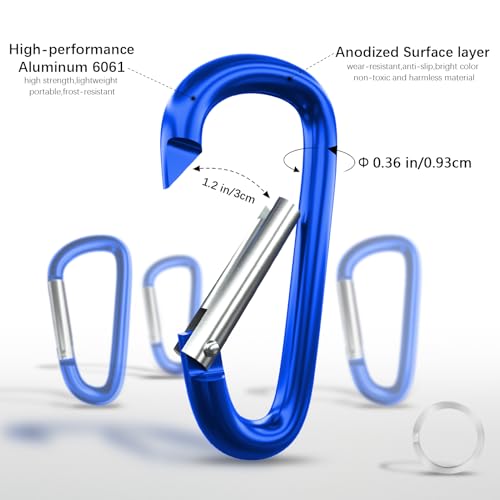 Image of sprookber 4 inch & 5 inch Extra Large Aluminum Carabiner D Ring, Caribeener Clips, Spring Snap Hook for Keychain Clip, Set of 4