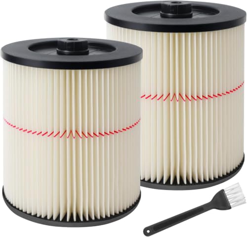 17816 Filter for Craftsman Shop Vac Red Stripe Cartridge Filter Compatible with Craftsman 9-17816 Wet Dry Vac fit 5 Gallon and Larger Vacuum Cleaner 2 Pack