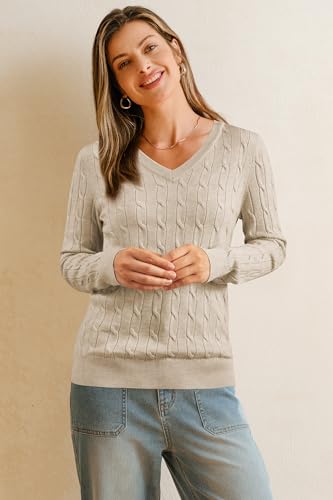 Image of Arach&Cloz Women's Wool Blend Fall Sweaters Business Casual Outfits 2026 | Soft&Breathable Pullover, Long Sleeve, V-Neck, Relaxed Fit Workwear, Business Casual, Teacher Outfits