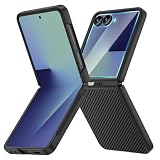 Ruky for Z Flip 7 Case, Full Body Cover Anti-Scratches Shockproof Hard PC Ultra-Thin, Support Wireless Charging Protective Phone Cover for Samsung Galaxy Z Flip 7, Carbon Fiber