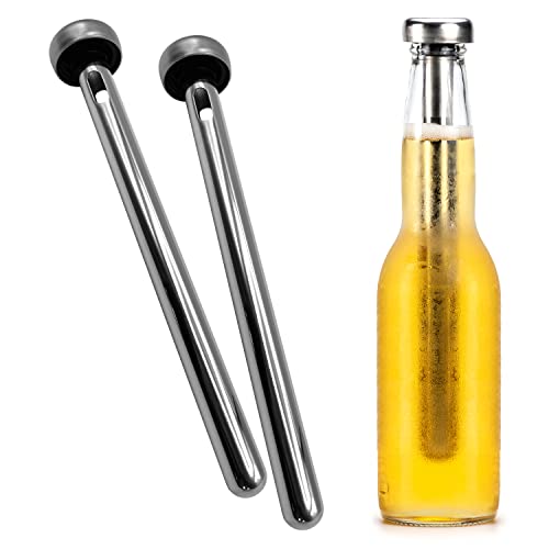 Cork Genius Beer Chiller Sticks - 2-Pack Stainless Steel Beer Chilling Sticks - Leak-Free, Instant Beer Bottle Cooler - Beer Drinking Accessories for Men and Beer Lovers