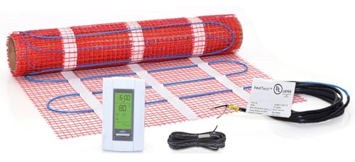 7.5 sqft Electric Floor Heating Mat Kit, 120V Electric Radiant Floor Heat Heating Mat System with Aube Programmable Floor Sensing Thermostat w/Floor Sensor. Tile, Stone, Marble, Laminate, Vinyl, Wood