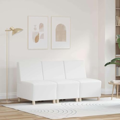 mtlskopl Canapé d'angle modulaire 3 pièces - Blanc - 55 x 55 x 82 cm - Cuir synthétique - Canapé d'angle moderne avec fonction pliante - Pour petit salon,...
