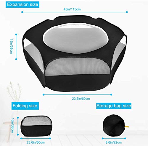 Kinderbox voor kleine dieren, draagbare opvouwbare kooitent voor kleine huisdieren, waterdichte buitenomheining voor buitenoefeningen met bovenklep Anti-ontsnapping (Zwart-1) - Image 6