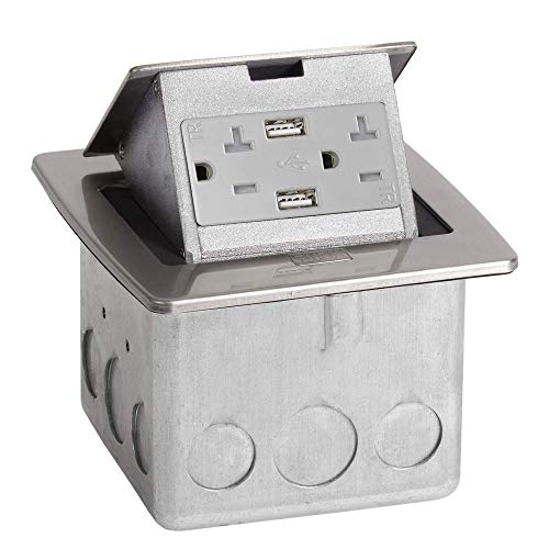 Stainless Steel, Pop Out Counter Top Plate Assembly, with 20 amp (TR) Single