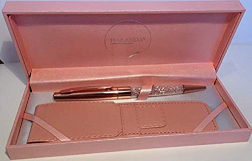 Maranda-Ti Oro Rosa Swarovski Cristal Negro Tinta Bolígrafo Regalo para Mujer - Ligero - 22 G - Oro Rosa, 18 x 8 cms - Lujo Rosa Bañado en Oro