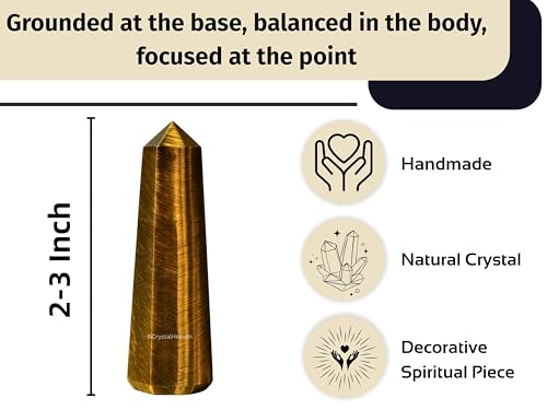 Image of Crystal Heaven Certified Tiger Eye Agate Crystal Tower Obelisk Point For Chakra, Healing And Balancing - AAA Grade Original Certified Gemstone Agate For Reiki Meditation Yoga Spiritual (2-3 Inches)