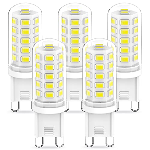 RuLEDne G9 LED Bulbs 3W, 40W 33W 28W G9 Halogen Bulbs Replacement, AC 230V G9 LED Bulb Cool White 6000K, CRI>83, Non-Dimmable Energy Saving Bulbs 5 Pack Cover