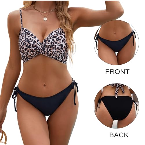 SEAFORM Women Swimsuit Bikini Bottoms String Adjustable Side Tie Bikini Bottoms 2 Pack High and Low Bikini Bottom for Women2