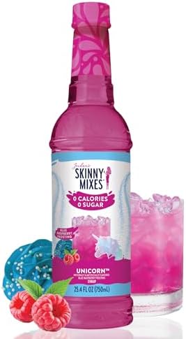 Jordan's Skinny Mixes Sugar Free Syrup, Unicorn Flavor, Fruit Flavored Water Enhancer, Drink Mix for Ice Tea, Lemonade & More, Zero Calorie Flavoring, Keto Friendly, 25.4 Fl Oz, 1 Pack