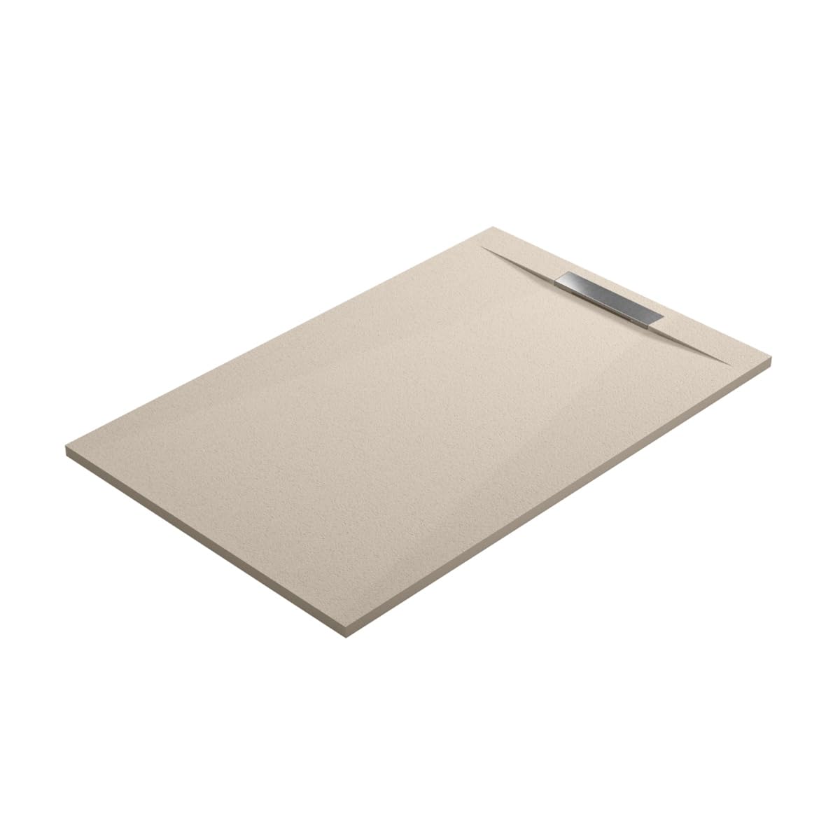 Plato de Ducha de Resina Antideslizante con Valvula y Rejilla Oculta | Textura Piedra | Beige | 90 X 120 cm