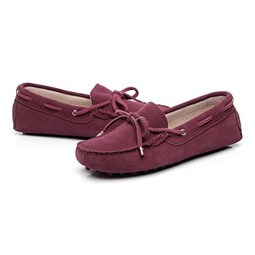Image of ANUFER Women's Classic Suede Penny Loafers Comfort Handmade Slipper Moccasins
