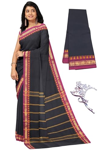 Image of Women's Chettinad Cotton Sarees | Handloom Saree with Blouse | Pure Cotton Sarees for Women Daily use and All Occasion Wear| Soft, Comfort Cotton Saree
