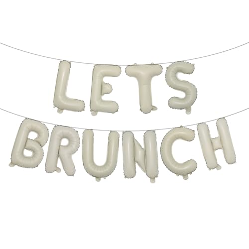Image of Lets Brunch Decoration Brunch and Bubbly Bridal Shower Decoration Lets Brunch Sign Banner Floral Bridal Shower Decoration (LETS BRUNCH Cream)