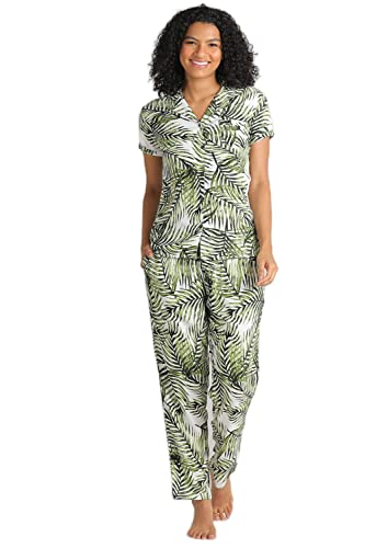 Image of Evolove Women's Polyester Half Sleeves Collared Night Suit Set /Top Pyjama Set Super Soft Comfortable (Nightsuit-Collar-HS-2)