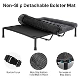 Veehoo Hundeliege Outdoor XXL Waschbar, Flauschiges Hundeliege mit Abnehmbarem Polster, Erhöhtes Hundebett Hundesofa mit Rutschfesten Füßen für Drinnen Draußen, Grau 150 x 94 x 20 cm