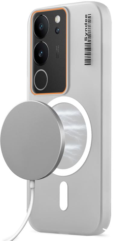 Image of Mr. Case Back Cover for Vivo V29 5G Sleek Frosted Translucent Back Only Compatible with Wireless Magnetic Accessories | Anti-Scratch Shockproof Phone Case - White