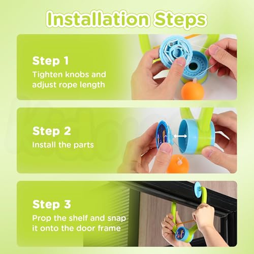 Image of Kidology Door Hanging Table Tennis Trainer for Kids | Indoor Ping Pong Game Set with 2 Rackets and 6 Balls | Fun Sports Toy for Boys and Girls Ages 3+ | Safe Non-Toxic Indoor Play Activity