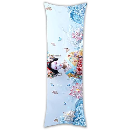 Almohada de Cuerpo Entero 30x90cm, Larga cojin Geisha japonesa Almohada Corporal, Dormir de Lado, Soporte Firme para Espalda y Caderas, Funda Transpirable, Funda de Terciopelo Extraíble, Regalo F-705