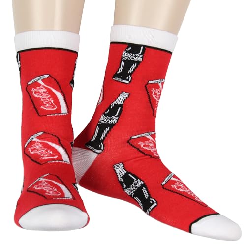 Mad Engine Coca-Cola Coke Crew Socks Bottles And Cans Soda Pop Drink Print 2 Pack3