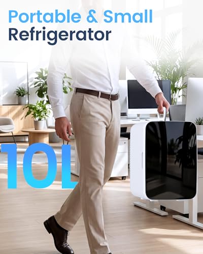 Image of Electactic 10L Compact Mini Fridge, 2.6 Gal Portable Small Refrigerator with AC /DC Adapters, Quiet Personal Desktop Fridge for Skincare, Cosmetics, Makeup, Beverage & Food, Classic White