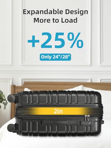 Image of LARVENDER Luggage Sets 6 Piece Hardside Expandable Suitcase with Wheels TSA Lock, PC+ABS Hardshell Lightweight Travel Luggage Sets for Women, Glossy Black