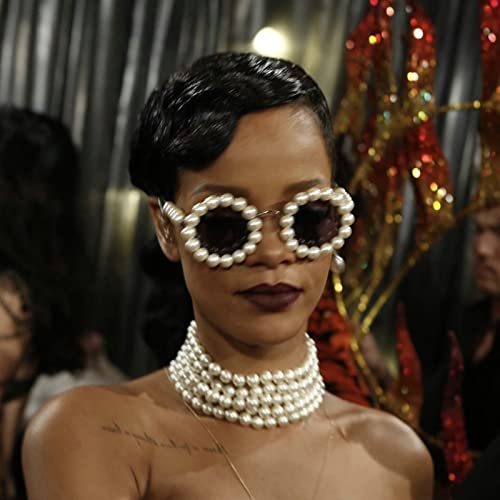 COTIA Round Pearl Sunglasses Women Vintage Large Frame Fashion Sun Glasses3