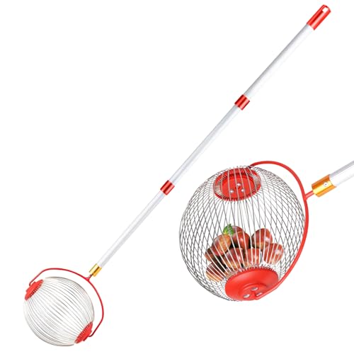 Vartegas Collecteur de noix à roulettes avec tige télescopique réglable en acier inoxydable pour jardin, extérieur, noix, fruits (B)