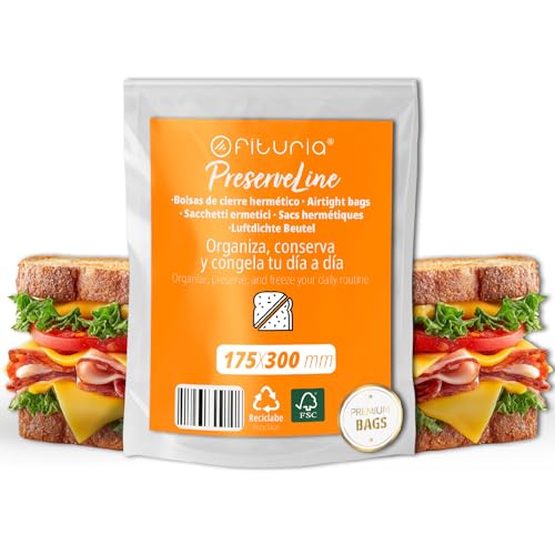 Bolsas Bocadillo 175×300 mm Herméticas Para Alimentos, Porta Bocadillos Reutilizable Boc N Roll Para Sandwiches, Snacks Y Almuerzos, Resistentes Y Prácticas Para Uso Diario – Ofituria (50 Bolsas)