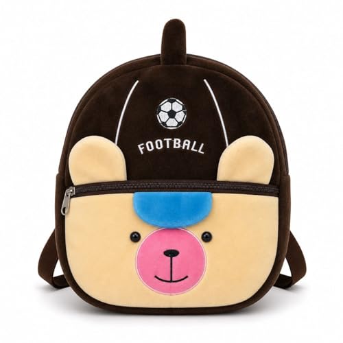 Image of Cartoon Plush Kids School Bag 2-6 Years | Soft Toy Backpack for Boys & Girls | Toddler Nursery Preschool Bag | Lightweight Adjustable Straps