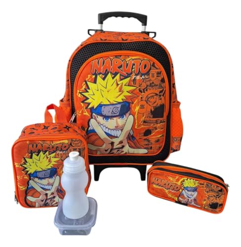 Kit Mochila Escolar Infantil Narut Anime Uzumaki Rodinhas G