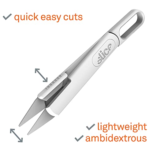 مقص ذاتي الفتح ومحمول من سلايس 10595، بشفرات مريحة للاصابع، بحلقات خيط، مثالي للخياطة، سهل الاستخدام للذين يعانون التهاب المفاصل، بجهد اقل للعضلات، بغطاء امان، بفتحة مخصصة للخيط
