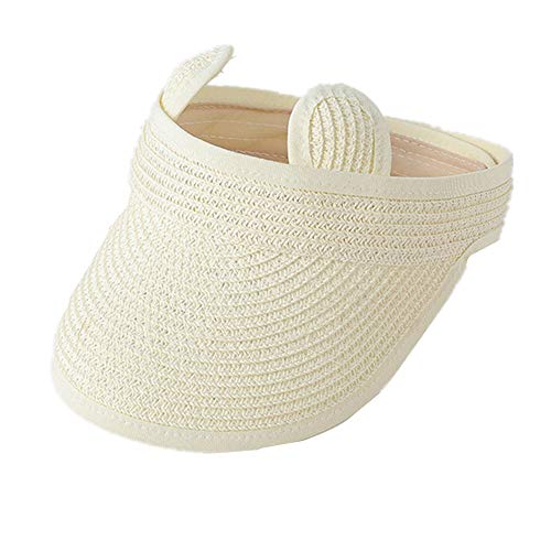 Preisvergleich Produktbild qishengshengwukeji Strohhut Jungen Kinder Strohhut Baby Girl Hüte Kindersonnenhut Mädchen Sonnenhüte Baby Sonnenhut Mädchenhut Mädchen Hüte Kinder Sonne Hüte Mädchen Creamy-White,50-54cm