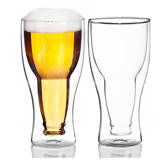 Dimono® - Jarra de cerveza con doble pared, de cristal, 2 unidades