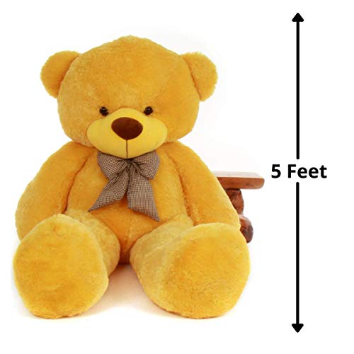 Image of HUG 'n' FEEL SOFT TOYS Giant Life Size Stuffed Spongy Hugable Cute Teddy Bear Plush & Stuffed Toys (Yellow, 5ft 152cm)