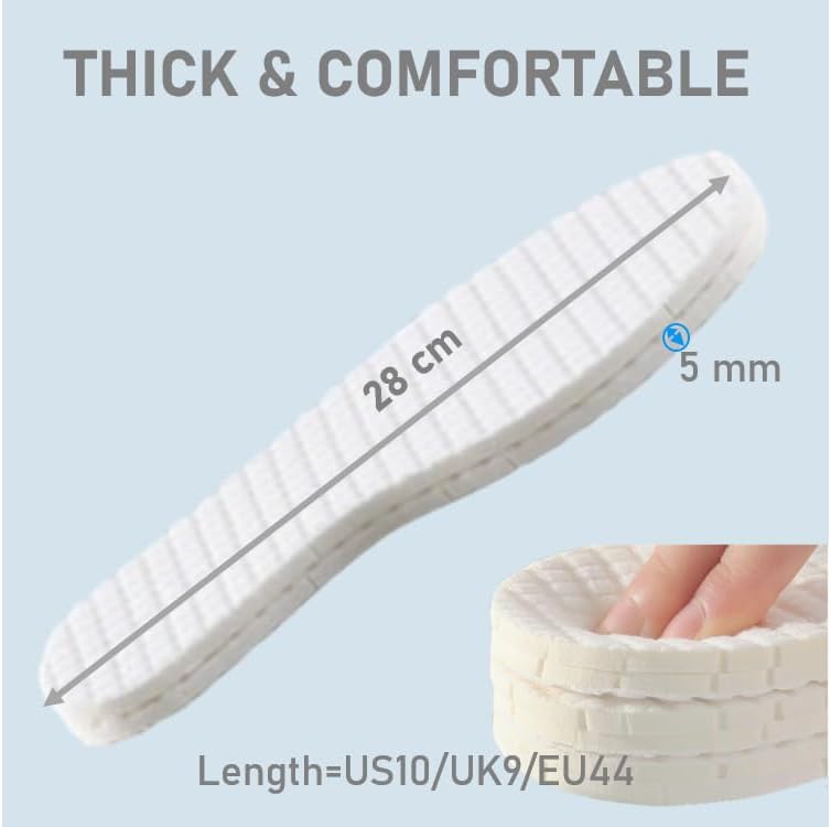 VivoFoot 3 Pairs Anti Odour Cotton Insoles, Breathable Terry Barefoot Odour Eating Inserts, Cut-to-Size Everyday Comfort Replacement Shoe Pads for Men & Women - Image 3