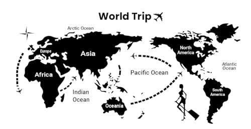 Image of CVANU World Trip Self-Adhesive Vinyl Wall Sticker for Wall Decoration (17inX35in) S261