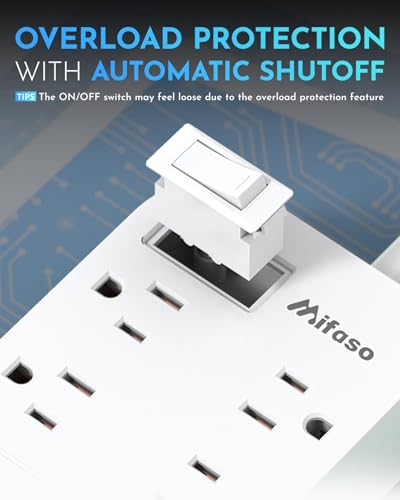 Image of mifaso 10ft Travel Essentials - 3Ft Power Strip with USB, Compact Flat Plug Extension 4 USB Ports, Non Surge Cruise Must Haves, Cruise Ship Essentials, Dorm Room, Apartment Essentials (Dock - 06)